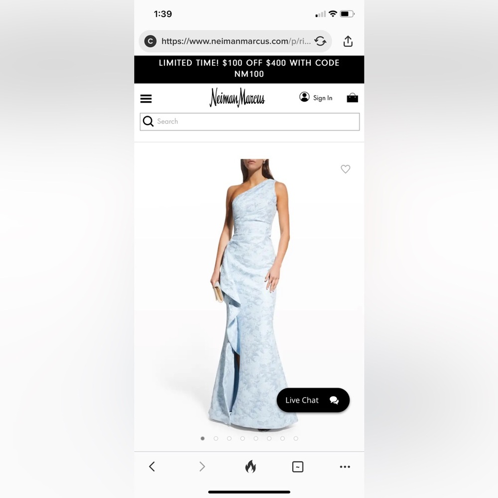 Teri Jon Light Blue One Shoulder Dress